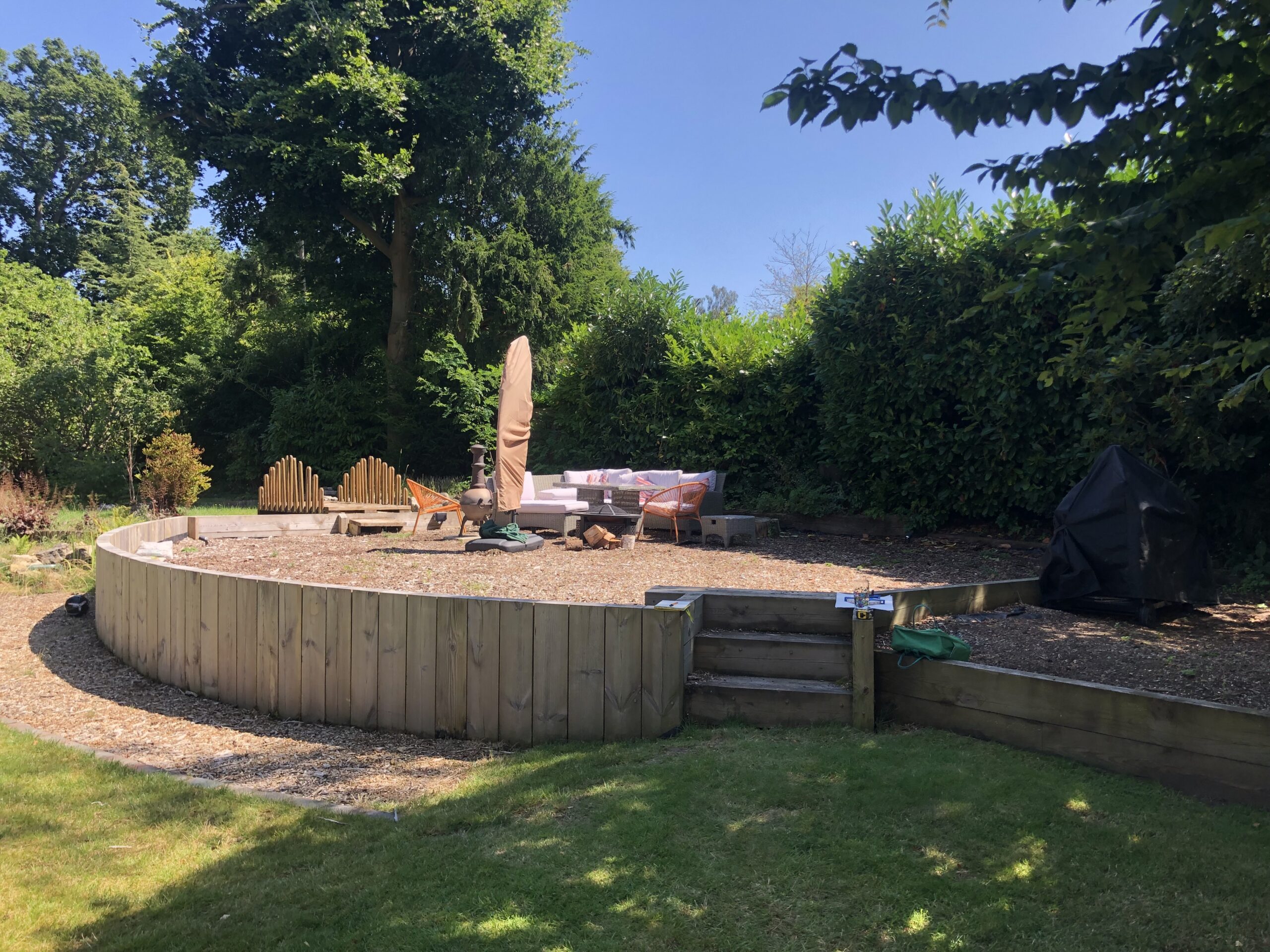 An unused raised garden area